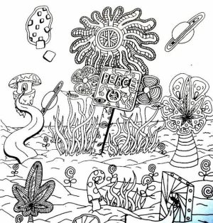 Difficult Trippy Coloring Pages for Grown Ups   A3X6V