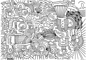 Exciting Doodle Art Grown up Coloring Pages Free   FX42B