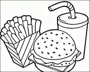 Food Coloring Pages hamburger and french fries   7cvr7