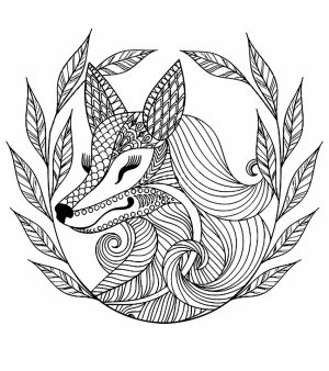 Fox Coloring Pages for Adults Free Printable   7xnf5