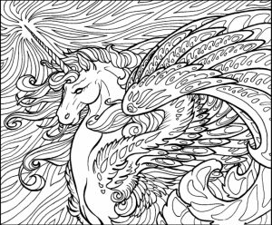 Free Printable Unicorn Coloring Pages for Adults   PL652