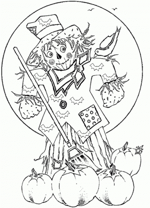 Free Simple Scarecrow Coloring Pages for Children   t6gbg