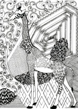 Giraffe Coloring Pages for Adults Zentangle Art   91411
