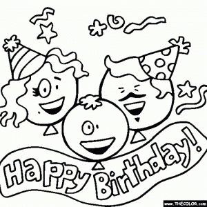 Happy Birthday Cake and Party Coloring Pages   16271