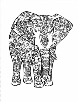 Hard Elephant Coloring Pages for Adults   13579