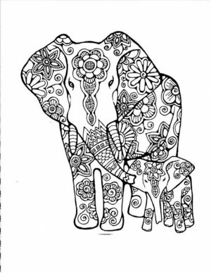 Hard Elephant Coloring Pages for Adults   89631