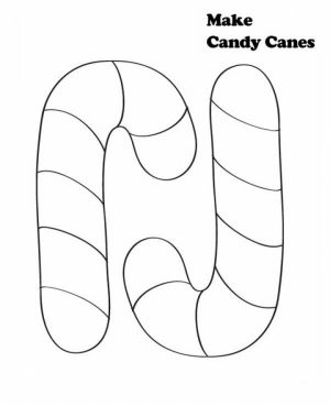 Image of Candy Cane Coloring Page to Print for Kids   48560