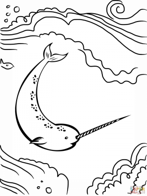 CUTE Mermaid Girl with Narwhal Coloring Page {FREE Printable!} – The Art Kit