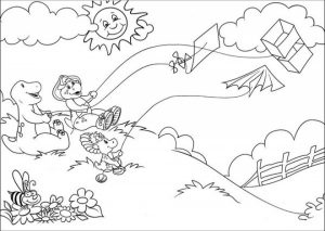 Online Coloring Pages of Barney and Friends for Kids   04602