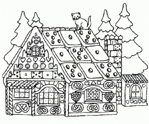 Online Gingerbread House Coloring Pages to Print   aycRt