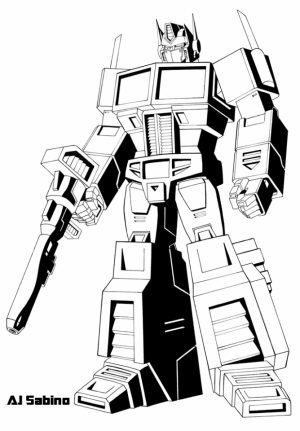 Optimus Prime Coloring Page Free for Kids   e9bnu