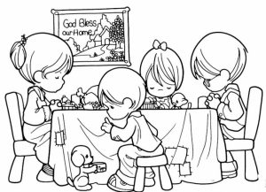 precious moments praying before dinner or eating coloring pages
