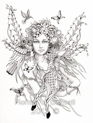 Printable Hard Coloring Pages of Angel for Grown Ups   386RYT