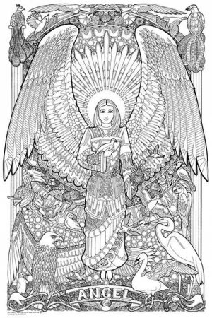 Printable Hard Coloring Pages of Angel for Grown Ups   87dc34