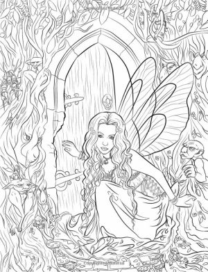 Printable Hard Coloring Pages of Angel for Grown Ups   9B649V