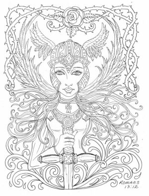 Printable Hard Coloring Pages of Angel for Grown Ups   CTK75