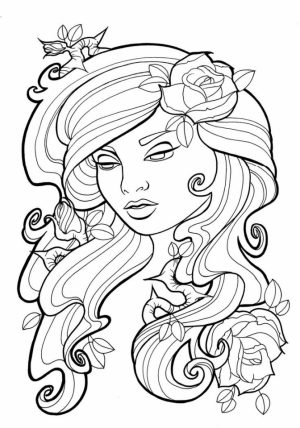Printable Roses Coloring Pages for Adults   87141