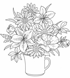 Realistic Flowers Coloring Pages for Adults   raf61