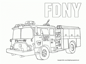 Simple Fire Truck Coloring Page to Print for Preschoolers   65983