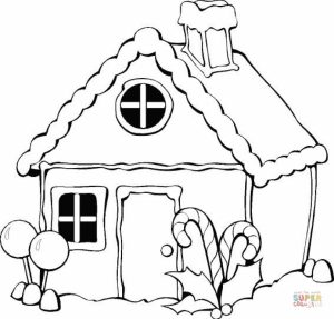 Simple Gingerbread House Coloring Pages to Print for Preschoolers   kbld1