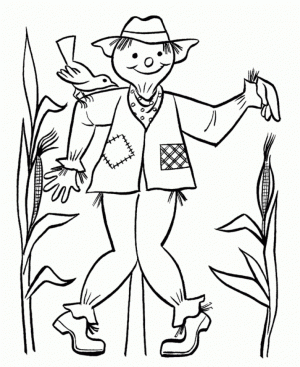 Simple Scarecrow Coloring Pages to Print for Preschoolers   kbld1