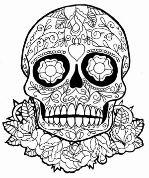 Sugar Skull Coloring Pages Adults Printable   05640