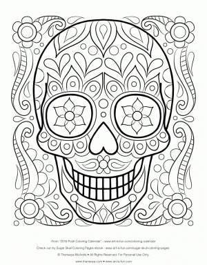 Sugar Skull Coloring Pages Free Printable for Grown Ups   63178