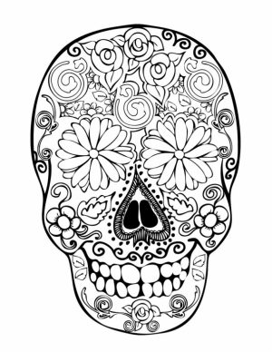 Sugar Skull Coloring Pages to Print for Grown Ups   36373