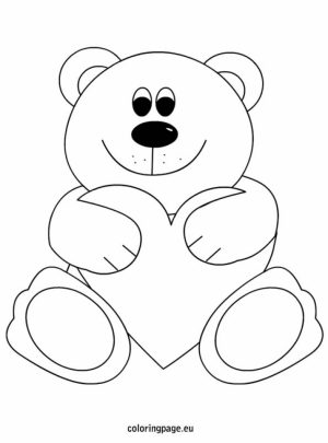 teddy bear with heart coloring pages   71846
