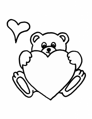teddy bear with heart coloring pages   y1674