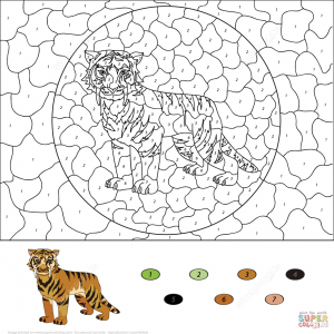 Tiger Coloring Pages Color by Number Printable for Older Kids